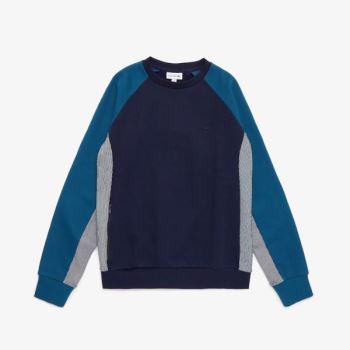 Lacoste Motion Colorblock Crew Neck Sweatshirt - Mikiny Pánské Tmavě Blankyt Blankyt / Šedé / Tmavě